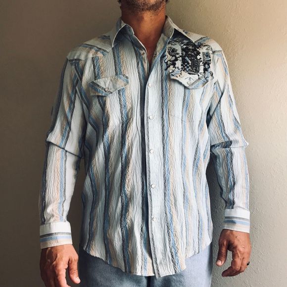 NWOT Scorpio Men's Long Sleeve Dress Shirt - Sz M - Picture 1 of 8
